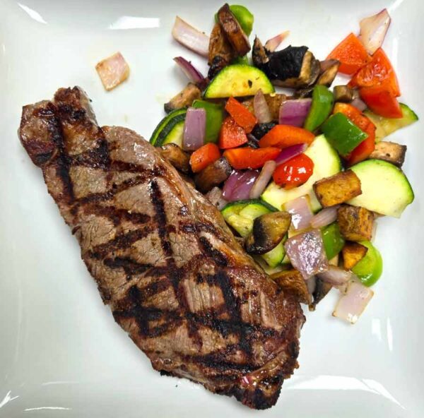 grilled steak with vegetables