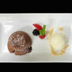 Lava cake with vanilla ice cream