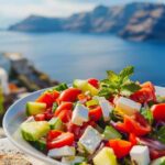 Mediterranean Food and salads by the sea