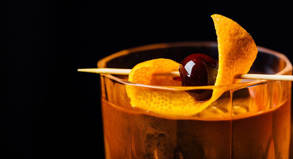 Old Fashioned cocktail Close up