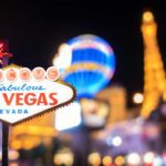 Las Vegas sign with city in background